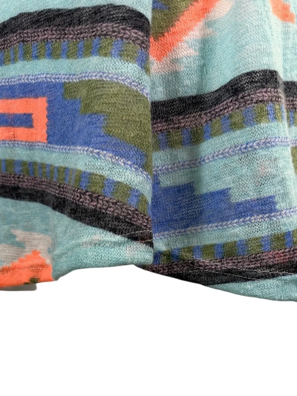 Million Bullpup Turquoise Aztec Southwestern Short Sleeve Knit Tunic Top Medium